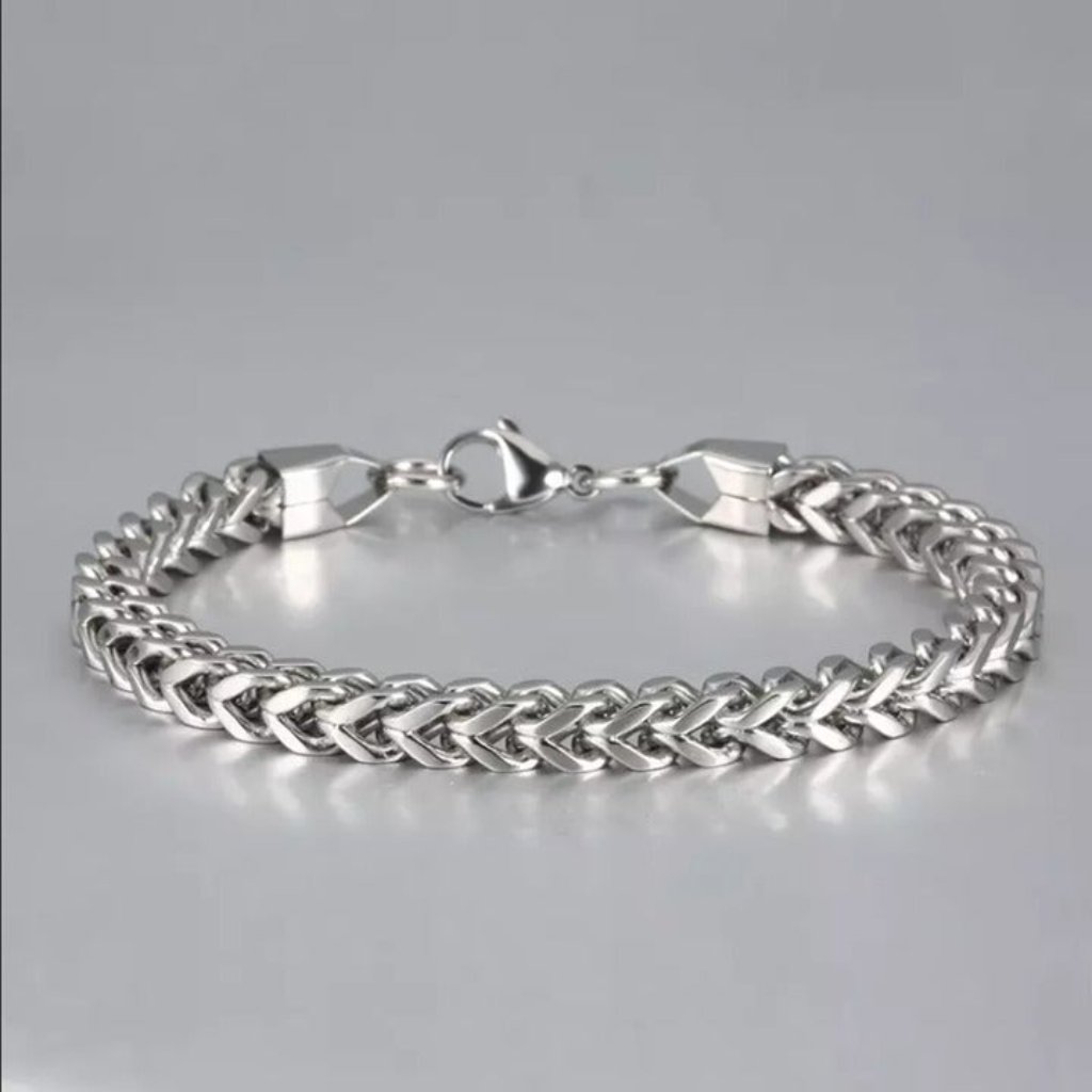 18k White Gold Mens Franco Chain Link Bracelet New Retro Guys 18 Karat Jewelry